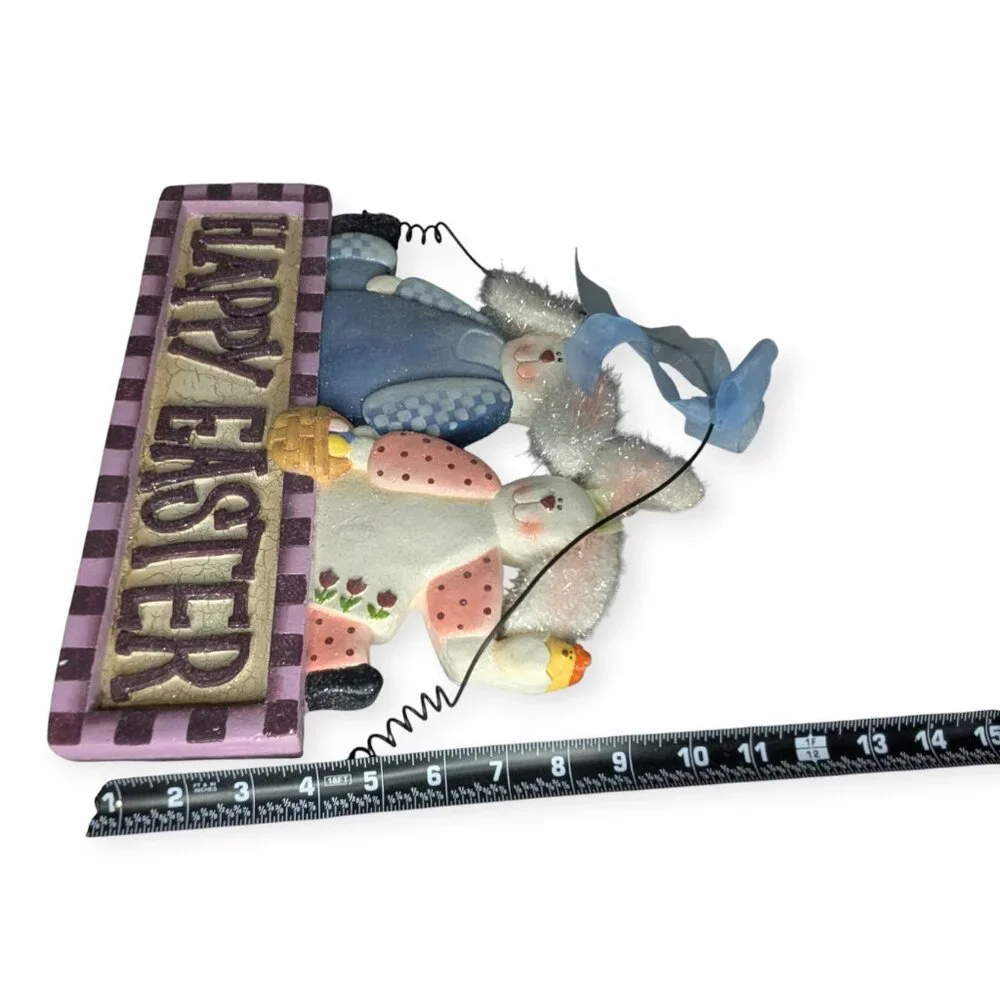 Happy Easter Bunny Wall Hanging Resin Sign